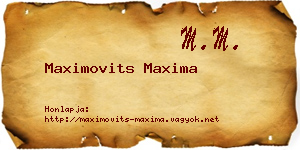 Maximovits Maxima névjegykártya